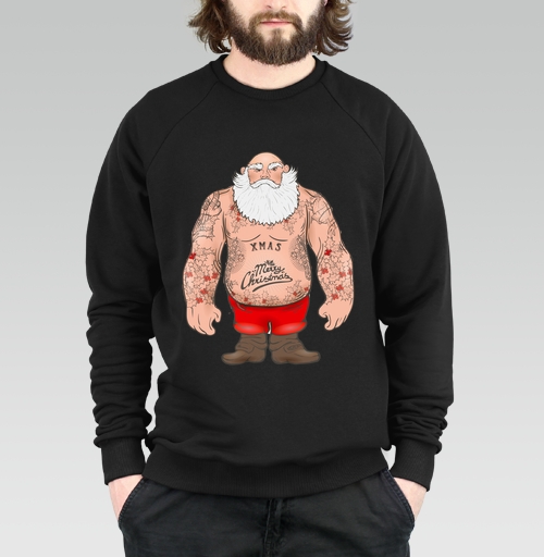 Фотография футболки С Новым годом детишки. Брутальный Дед Мороз