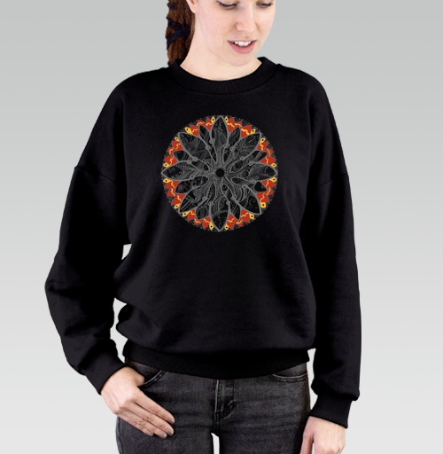Фотография футболки Mandala/Мандала симметричный зентангл узор для созерцания медитативного черно белого