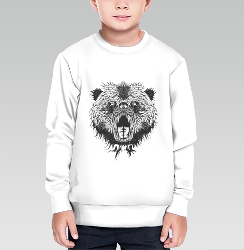Фотография футболки Русский медведь. Черно-белый принт