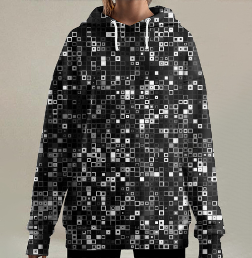 Фотография футболки Киберпанк glitch art пиксельная матрица QR мозаика