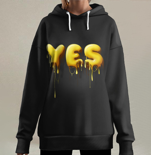 Фотография футболки Объемные желтые капающие буквы да Yes