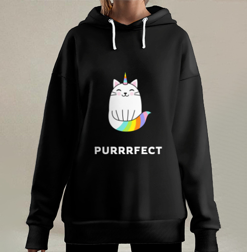 Фотография футболки Милый единорог-кот с радужным рожком PURRRFECT