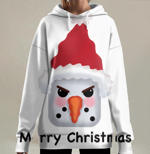 Фотография футболки Агрессивный снеговик с красной шапкой и надписью Merry Christmas
