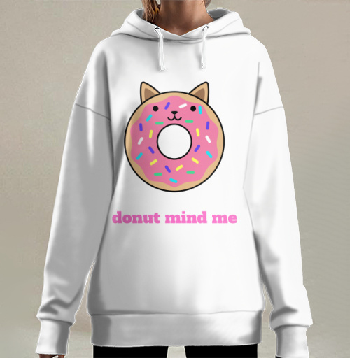 Фотография футболки Милый пончик-кошка с надписью Donut Mind Me