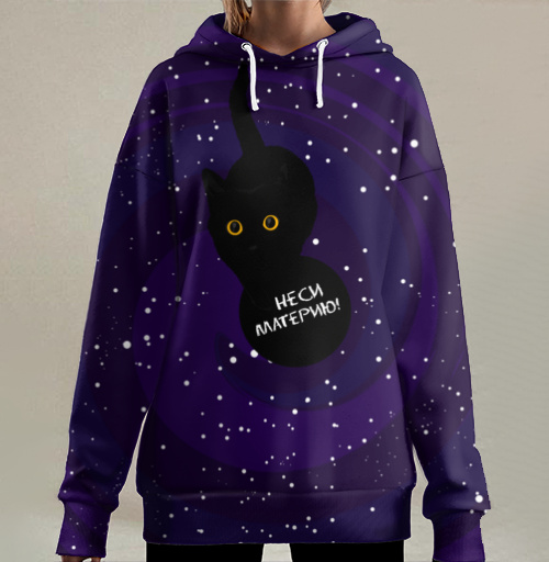 Фотография футболки Черный кот космос материю неси