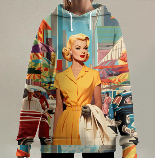 Фотография футболки Девушка в желтом постер из пятидесятых