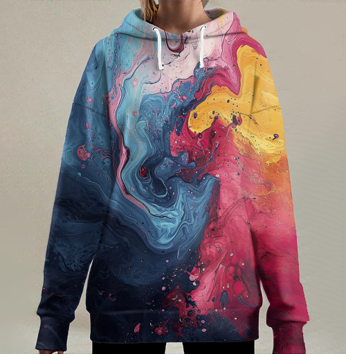 Фотография футболки Энергия Цвета: Абстрактный Взрыв Краски Fluid Art