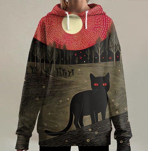 Фотография футболки Черный котэ и луна