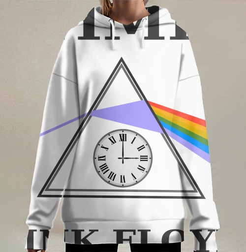 Фотография футболки Преобразование света через время с часами Pink Floyd