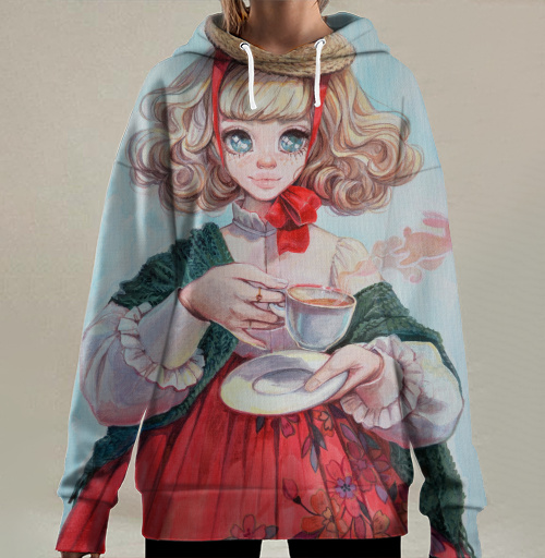Фотография футболки Tea Party Girl / Девочка с чаем в красном платье весна и волшебство