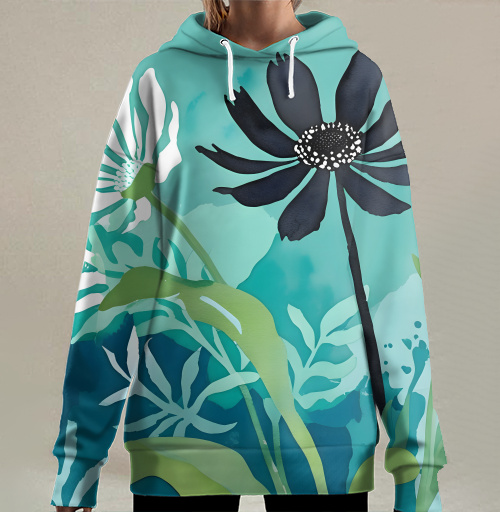 Фотография футболки Modern Teal Floral Composition / Абстрактная бирюзовая цветочная композиция