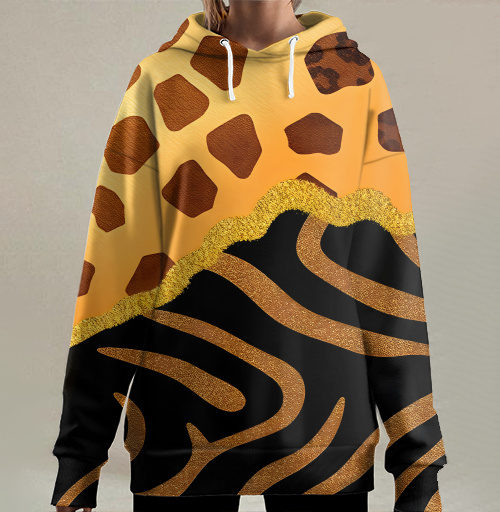 Фотография футболки Golden animal print / Золотой анималистичный паттерн зебры и жирафа