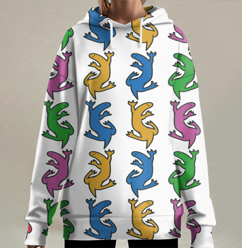 Фотография футболки Разноцветные ящерицы на сером фоне Colorful lizards on gray background