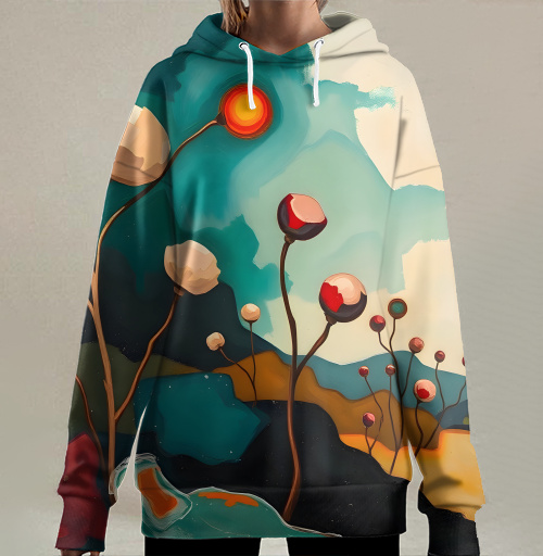 Фотография футболки Surreal Flower Garden Абстрактные цветы тянутся к сияющему теплому солнцу