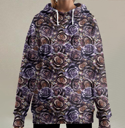 Фотография футболки Purple Rose Pattern – Темно-фиолетовые розы создают изысканный цветочный паттерн