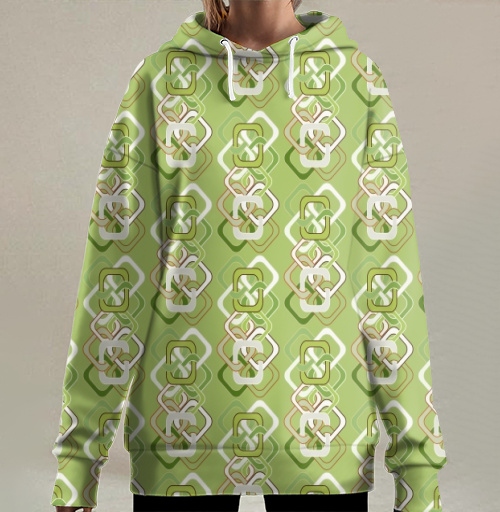 Фотография футболки Оливковый геометрический узор в стиле семидесятых Retro Geometric Pattern