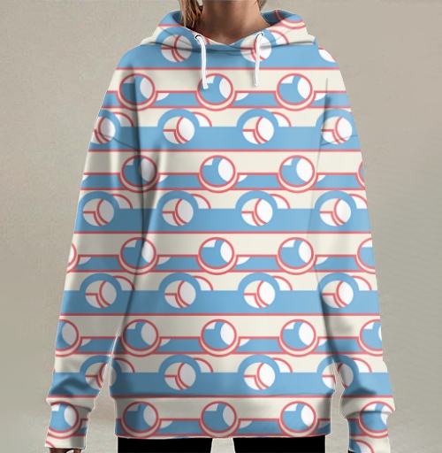 Фотография футболки Blue Coral Geometric Stripe Pattern / Синий коралловый полосатый геометрический ретро орнамент