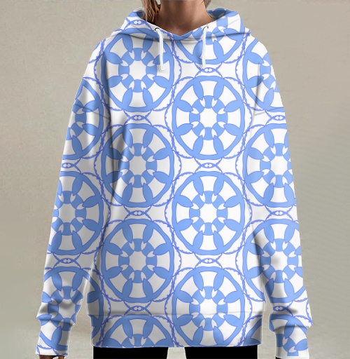 Фотография футболки Blue Geometric Tile Pattern / Синий Геометрический Узор синий серый орнамент