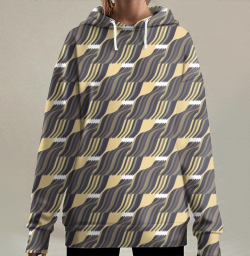 Фотография футболки Abstract wave pattern / Абстрактный орнамент бежевый угольный узор