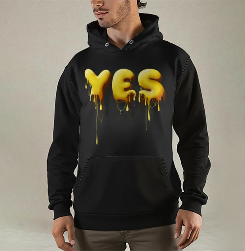 Фотография футболки Объемные желтые капающие буквы да Yes