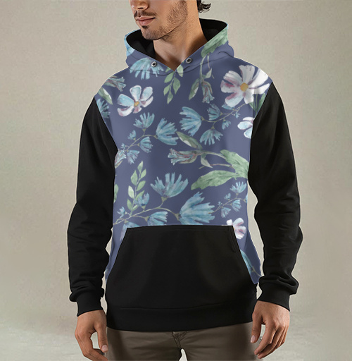 Фотография футболки Нежный бесшовный акварельный цветочный узор