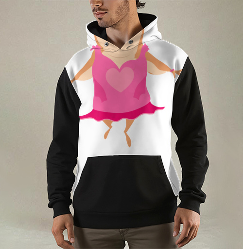 Фотография футболки Веселая девочка в розовом платье влюбленная и счастливая