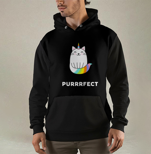 Фотография футболки Милый единорог-кот с радужным рожком PURRRFECT