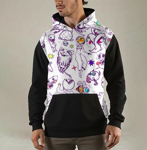 Фотография футболки Весёлые чёрно-белые дудлы с животными и эмоциями без текста