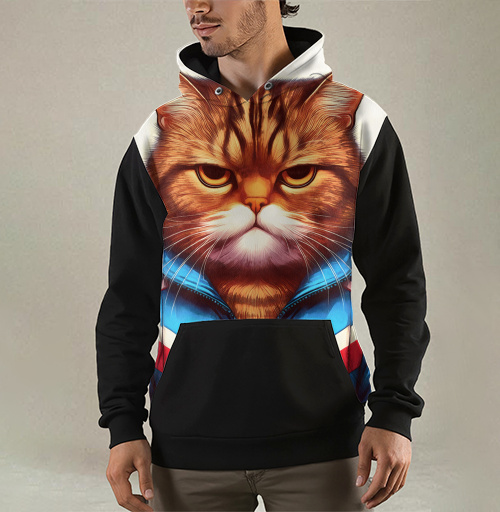 Фотография футболки Хмурый кот в спортивном костюме