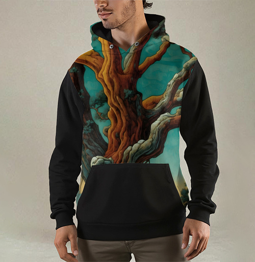 Фотография футболки Golden tree in turquoise forest / Золотое дерево в бирюзовом лесу