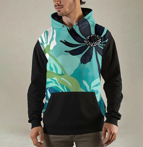 Фотография футболки Modern Teal Floral Composition / Абстрактная бирюзовая цветочная композиция