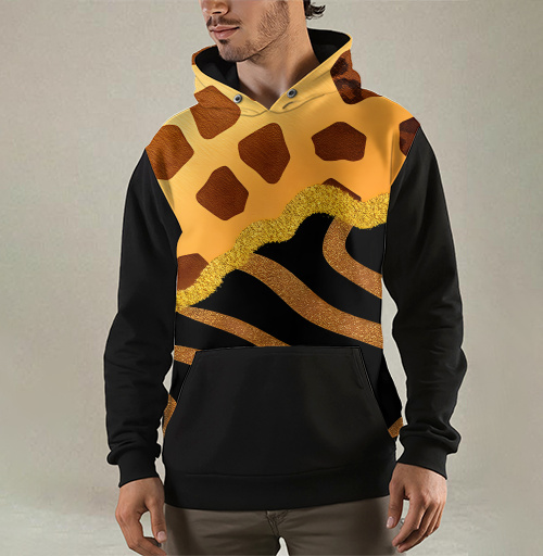 Фотография футболки Golden animal print / Золотой анималистичный паттерн зебры и жирафа