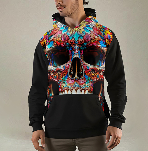 Фотография футболки Floral Skull - Цветочный мексиканский череп яркий красочный декор