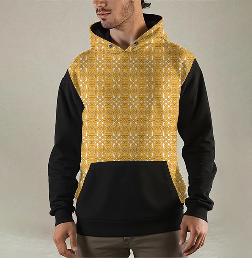 Фотография футболки Celtic Golden Knot / Кельтский золотой узел украшает черный фон в этом орнаменте