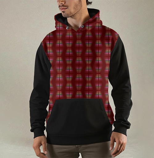 Фотография футболки Абстрактный красный орнамент с ритмичными линиями и глубиной