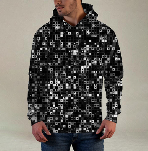 Фотография футболки Киберпанк glitch art пиксельная матрица QR мозаика