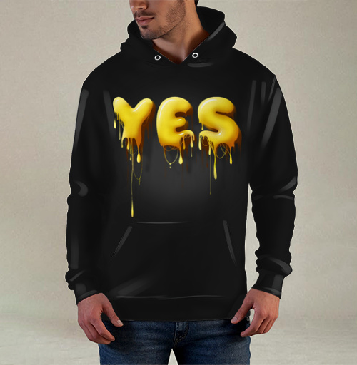 Фотография футболки Объемные желтые капающие буквы да Yes