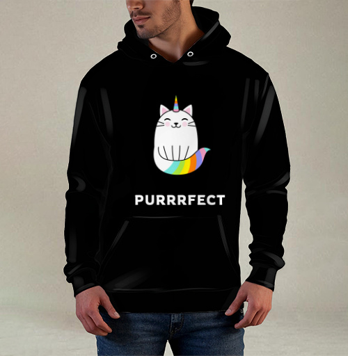 Фотография футболки Милый единорог-кот с радужным рожком PURRRFECT