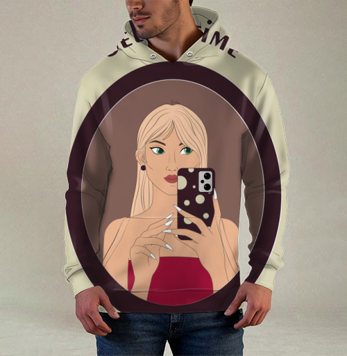 Фотография футболки Девушка с зелеными глазами и аксессуарами Selfie Time