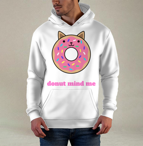 Фотография футболки Милый пончик-кошка с надписью Donut Mind Me