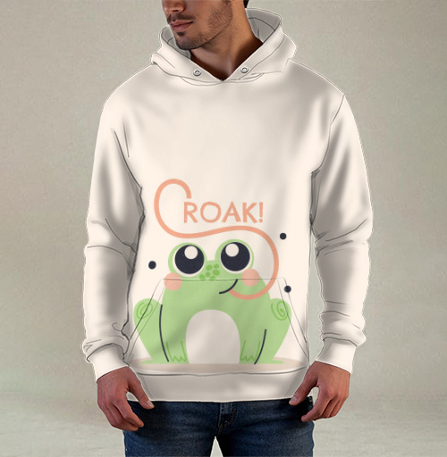 Фотография футболки Милая лягушка с каллиграфическим языком «CROAK!»