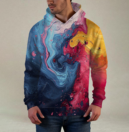 Фотография футболки Энергия Цвета: Абстрактный Взрыв Краски Fluid Art