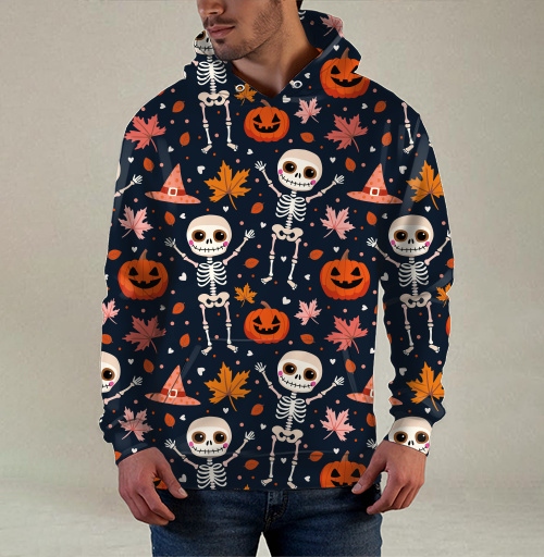 Фотография футболки Веселый танцующий скелет и тыква / Happy skeleton and pumpkin Halloween