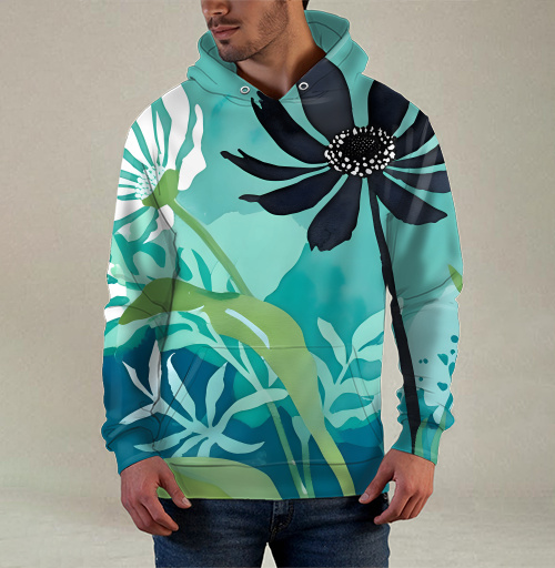 Фотография футболки Modern Teal Floral Composition / Абстрактная бирюзовая цветочная композиция