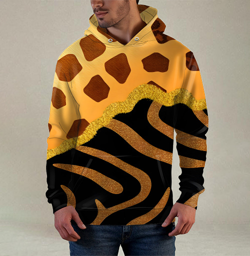 Фотография футболки Golden animal print / Золотой анималистичный паттерн зебры и жирафа