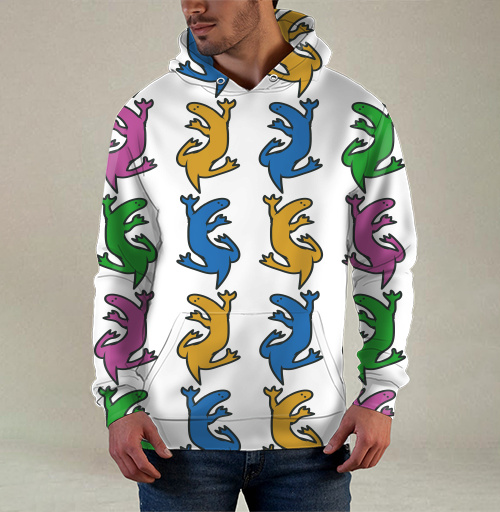 Фотография футболки Разноцветные ящерицы на сером фоне Colorful lizards on gray background