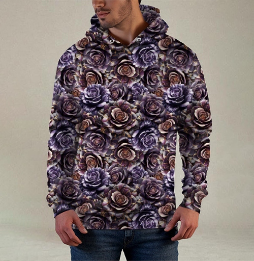 Фотография футболки Purple Rose Pattern – Темно-фиолетовые розы создают изысканный цветочный паттерн