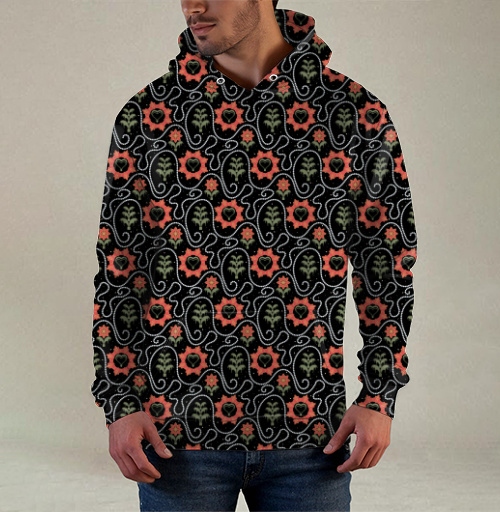 Фотография футболки Этнический узор с сердцами и растениями / Ethnic Pattern Style