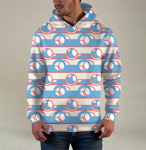 Фотография футболки Blue Coral Geometric Stripe Pattern / Синий коралловый полосатый геометрический ретро орнамент