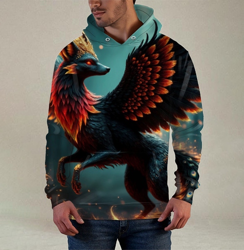 Фотография футболки Fire Fox Phoenix Hybrid – Огненная лиса феникс в лесу мистический дух природы
